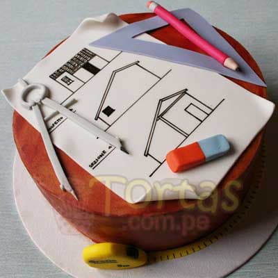 Pastel de Graduación para una Arquitecto | Torta Plano Arquitecto - Cod:ARQ02