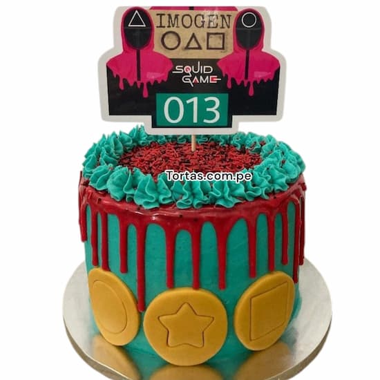 Squid Game Cake Perú - Torta Galleta Dalgona - Cod:KPO21
