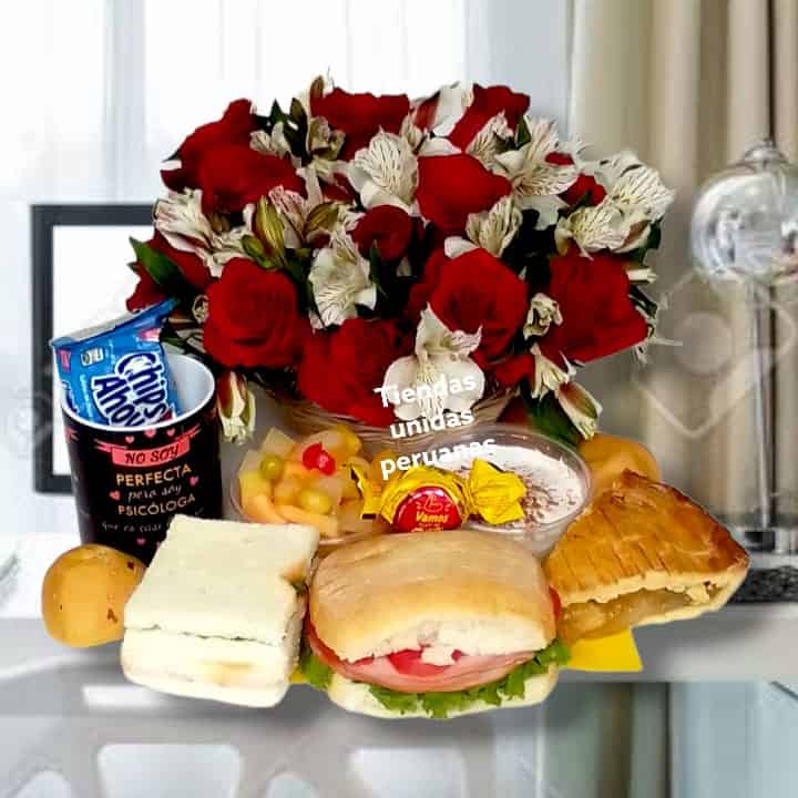 Desayuno con Arreglo floral - Cod:OFE13