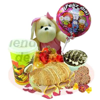 Desayuno con Peluche y Globo Delivery Regalos Callao Lima - Cod:OFE08
