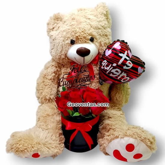 Peluches con Rosas y Globo Delivery a domicilio en El Agustino Cerca de mi - Cod:PLH10