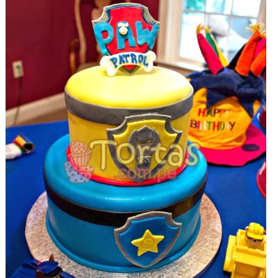 Torta Paw Patrol con escudo | Imágenes de Tortas Paw Patrol | Patrulla Canina - Cod:PWP15