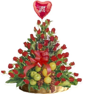 Frutero de Frutas Enteras con Rosas Regalos Delivery Lima Callao - Cod:QFA06