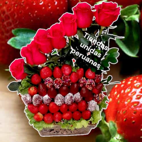 Frutero con Fresas bitter y Rosas - Cod:QFA08