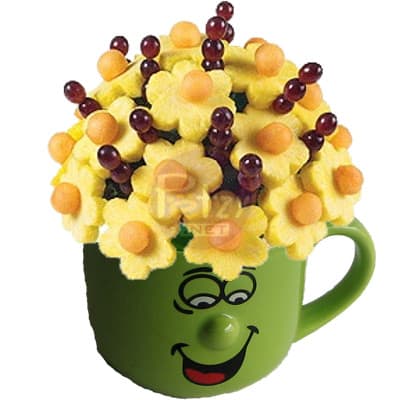 Frutero con Frutas en Taza | Florerias Peru | Arreglos frutas Peru | canastas con frutas Peru  - Cod:QFE08