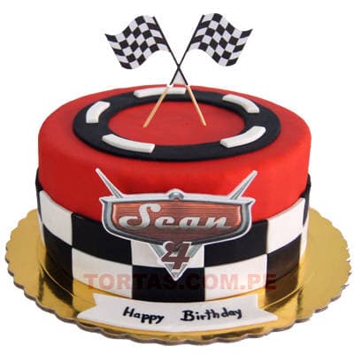 Torta de cars para niños en Lima - Pastel Rayo Mcqueen - Cod:RMQ07