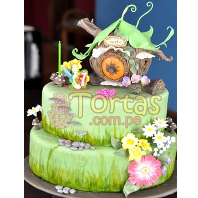 Torta casa de Tinkerbell Pastel de campanita Delivery Regalos - Cod:TKB02