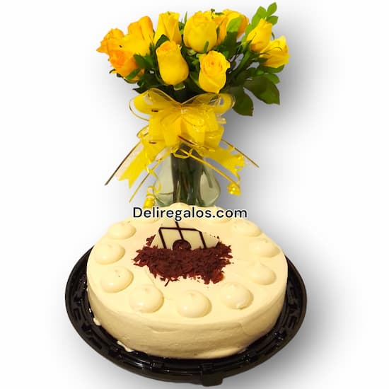 Arreglos florales con torta delivery - Cod:XFR13